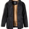 Boys Wool Pea Coat Double Breasted Faux Fur Lined Jacket-1