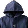 Boys Wool Blend Peacoat Hooded Jacket Khaki Dark Blue-4