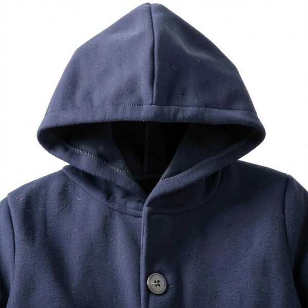Boys Wool Blend Peacoat Hooded Jacket Khaki Dark Blue-4