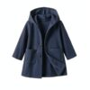Boys Wool Blend Peacoat Hooded Jacket Khaki Dark Blue-7