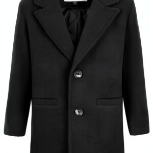 Boys Wool Coat Single Breasted Button Closure Classic Fit-0