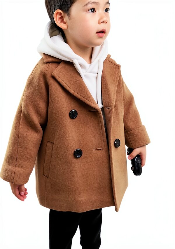 Boys Wool Blend Peacoat Double Breasted Winter Coat Toddler-3