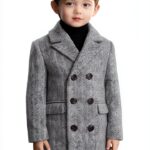 Vqishne Boys Double Breasted Herringbone Dress Coat Winter-0