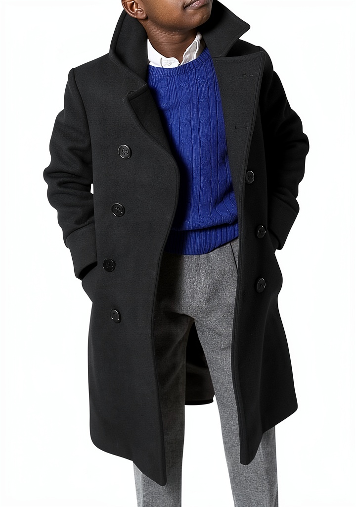 Boys wearing the cotton blend trench coat in a park setting