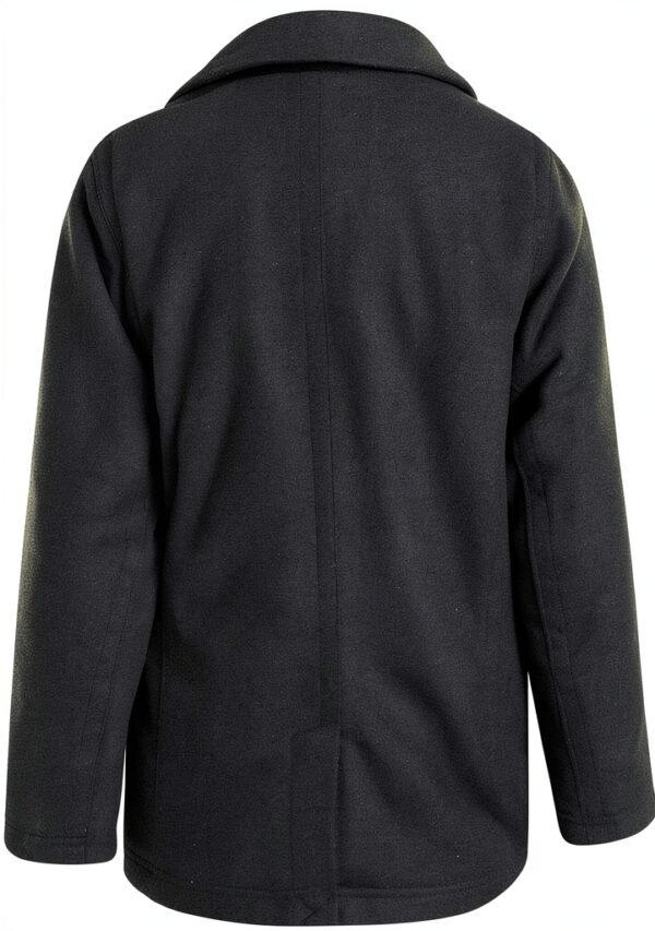 Boys Wool Pea Coat Double Breasted Faux Fur Lined Jacket-7