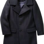 Boys Overcoat Classic Notch Collar Epaulets Black Navy Tan-0