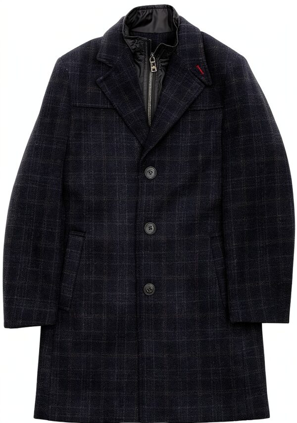 Isaac Mizrahi Boys Wool Blend Peacoat Navy Grey Plaid-0