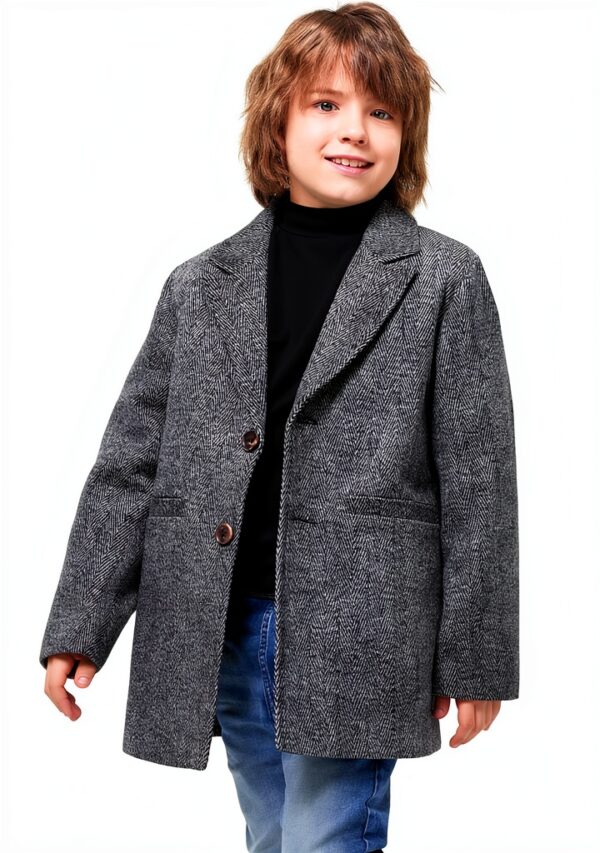 Boys Wool Coat Classic Fit Wool Polyester Elegant Design-4