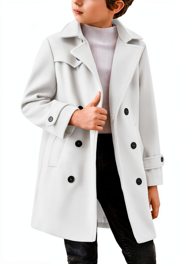 Haloumoning Boys Wool Blend Dress Coat Double Breasted-0