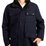 Boys Wool Coat Pure Navy Wool Blend Tailored Jacket-0