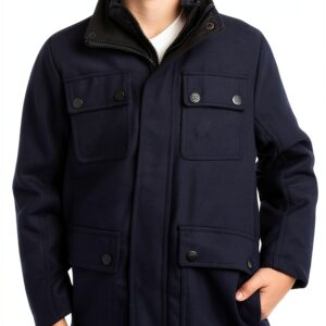 Boys Wool Coat Pure Navy Wool Blend Tailored Jacket-0