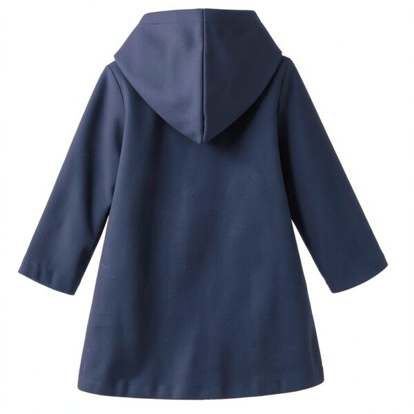 Boys Wool Blend Peacoat Hooded Jacket Khaki Dark Blue-3