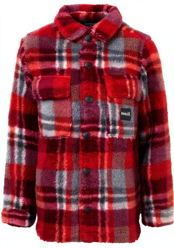 Hurley Boys Plaid Sherpa Jacket Soft Comfortable Fit-0