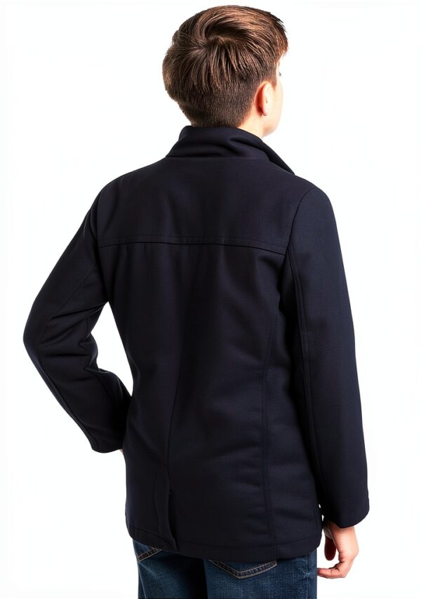 Boys Wool Coat Pure Navy Wool Blend Tailored Jacket-5