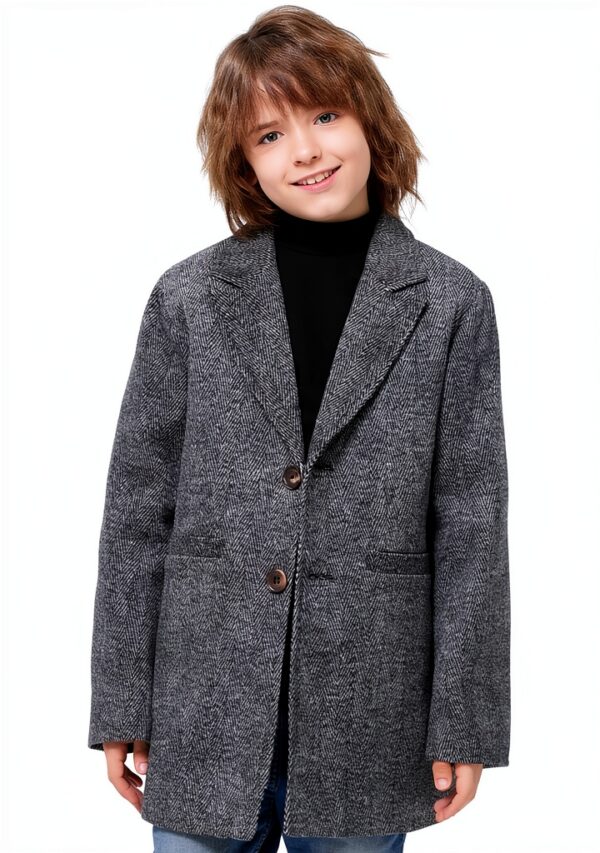 Boys Wool Coat Classic Fit Wool Polyester Elegant Design-5