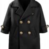 Boys Long Overcoat Vintage Peacoat Winter Jacket Double-0
