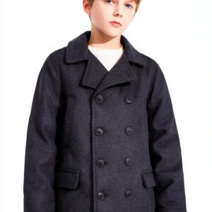 SOLOCOTE Boys Wool Blend Coat Double Breasted Pockets-0