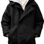 Boys Wool Blend Hooded Winter Coat Double Breasted Design-0