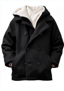 Boys Wool Blend Hooded Winter Coat Double Breasted Design-0